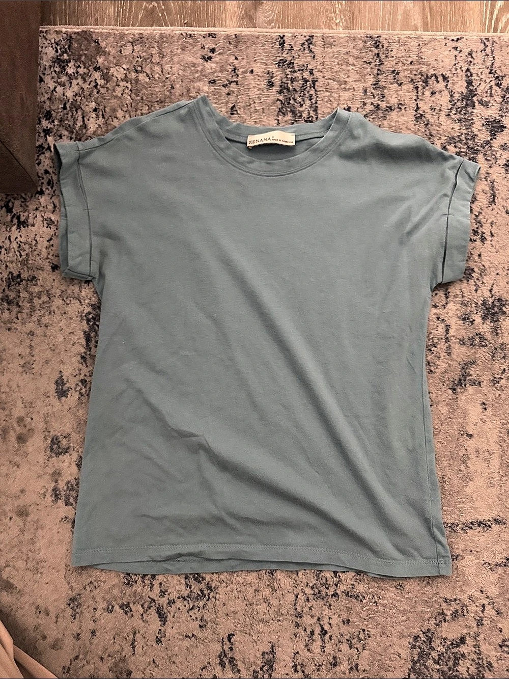 ZENANA Lightweight Slub Basic Cuffed Sleeve Tee Short Sleeve Tee in Green Size